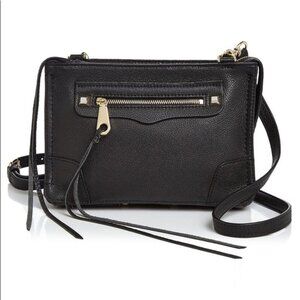 Rebecca Minkoff Purse Black Leather Regan Crossbody Silver Metal Stud Bag Small